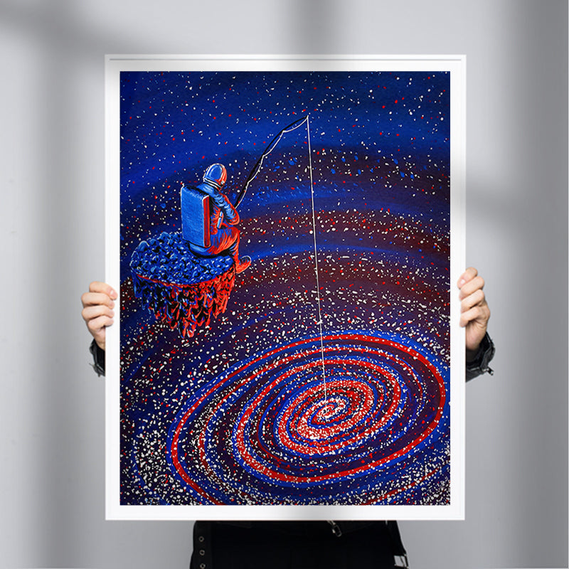【原画一点物】パンダ×ロケット F4｜NO WARNING　ストリートアート Gone Fishing [Best Seller] – Astronaut Galaxy Gallery Wall Art by