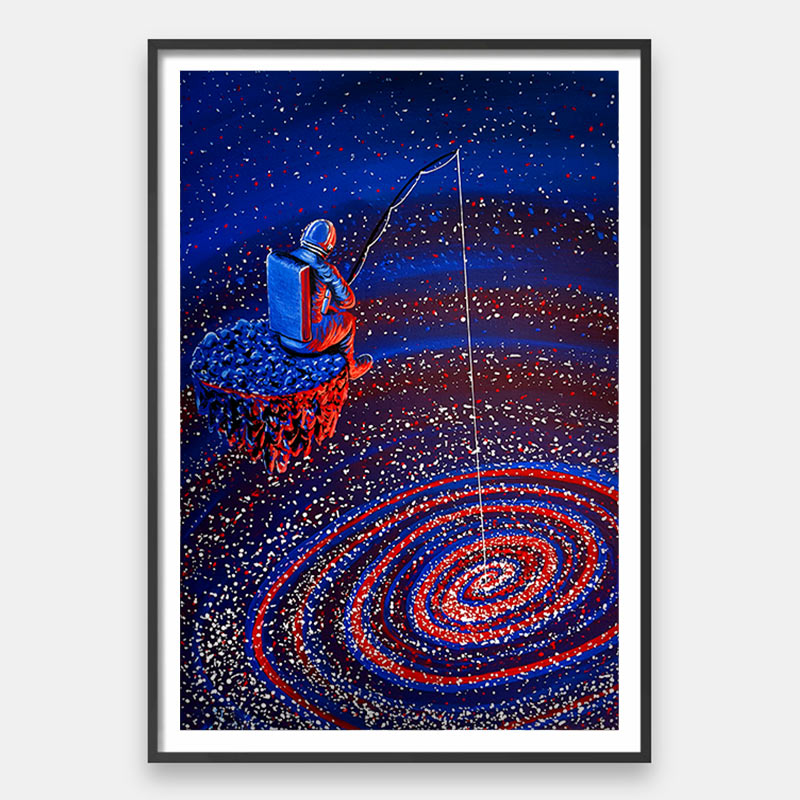 【原画一点物】パンダ×ロケット F4｜NO WARNING　ストリートアート Gone Fishing [Best Seller] – Astronaut Galaxy Gallery Wall Art by