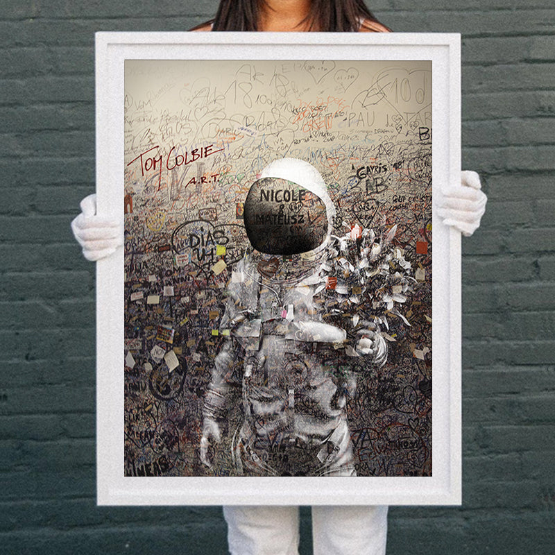 Juliet's Wall – Astronaut with Flowers Wall Art by Tom Colbie