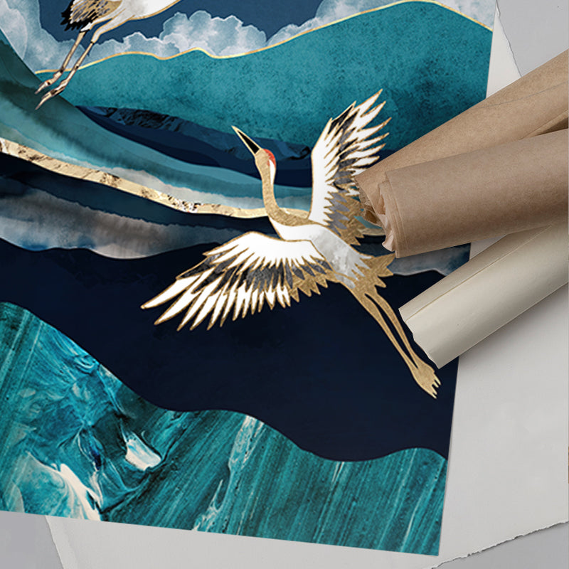 Midnight Cranes – Nature Landscape Art Print by SpaceFrog Designs