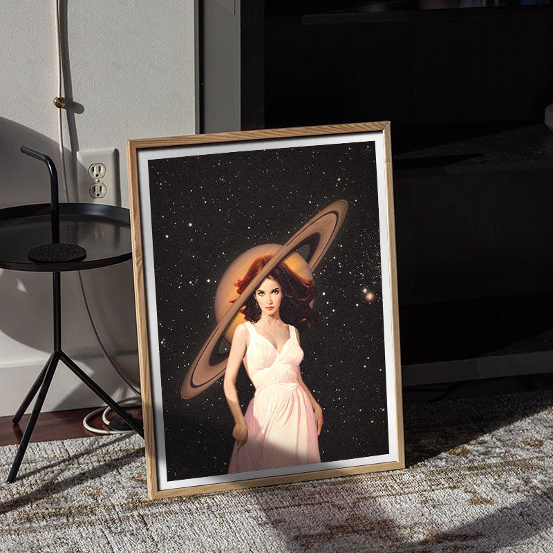 Saturn Woman [Best Seller] Surreal Space Woman Gallery Wall Art by