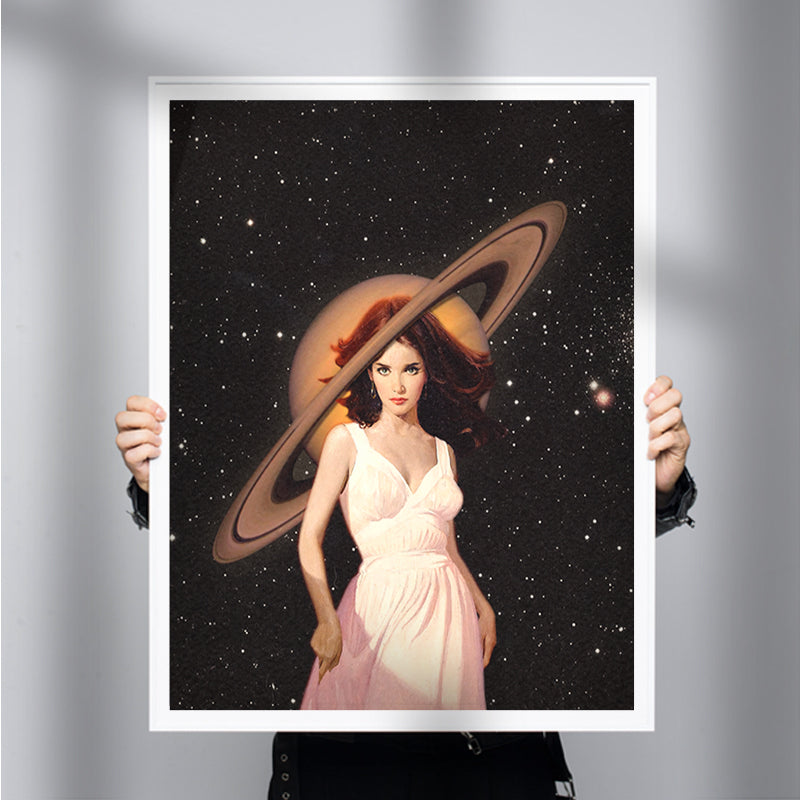 Saturn Woman [Best Seller] Surreal Space Woman Gallery Wall Art by